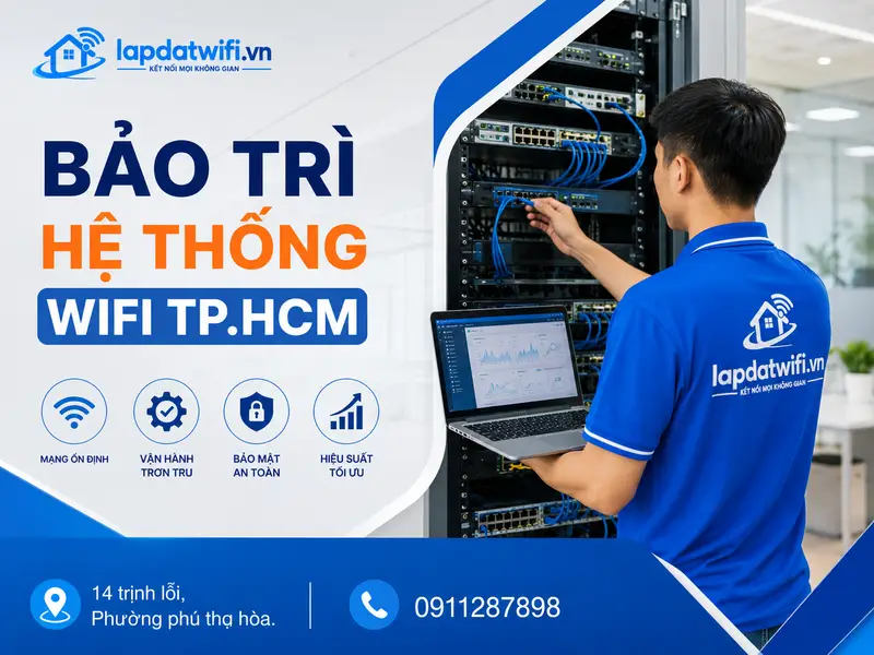 Dịch vụ bảo trì hệ thống wifi TP.HCM với 4 bước chuẩn kỹ thuật