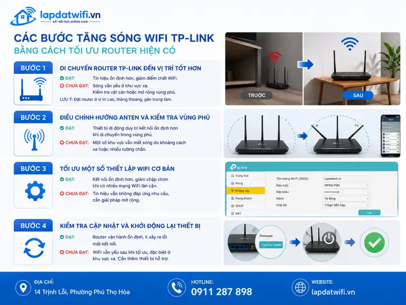 Các bước tăng sóng wifi TP-Link bằng cách tối ưu router hiện có