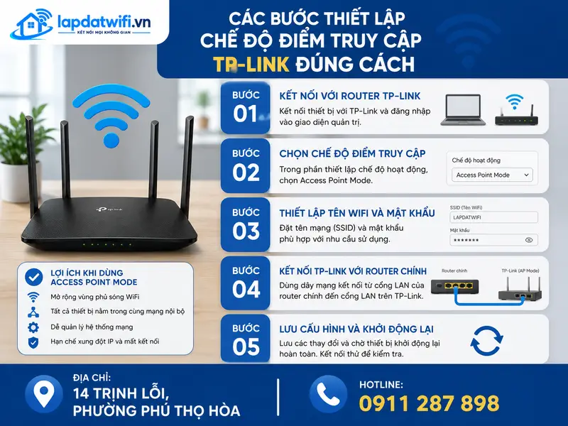 Các bước thiết lập chế độ điểm truy cập TP-Link đúng cách
