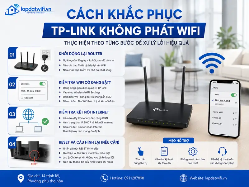 Cách khắc phục TP-Link không phát wifi theo từng bước