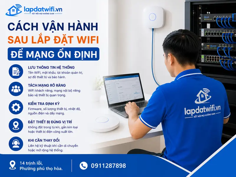 Cách vận hành sau lắp đặt wifi tại Tân Phú để mạng ổn định