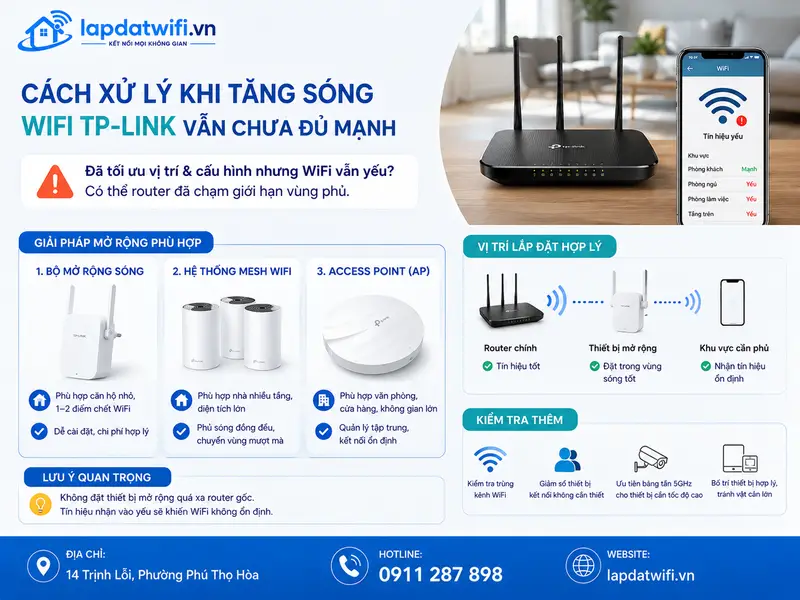Cách xử lý khi tăng sóng wifi TP-Link vẫn chưa đủ mạnh