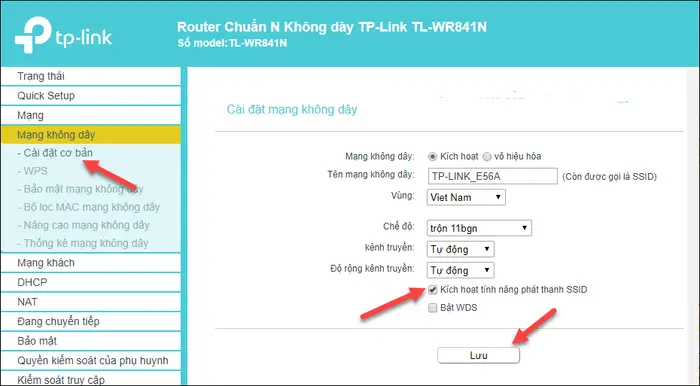 Cấu hình ẩn SSID Wifi TP-Link