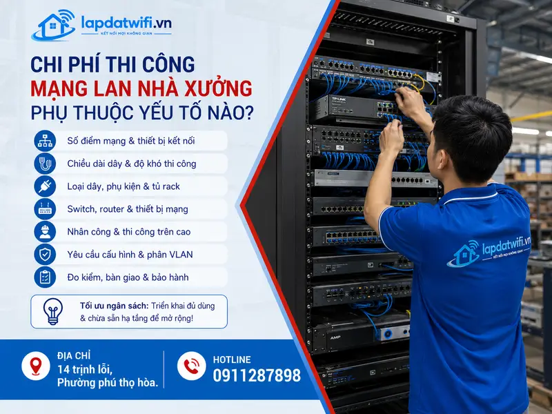 Chi phí thi công mạng LAN nhà xưởng phụ thuộc vào yếu tố nào?