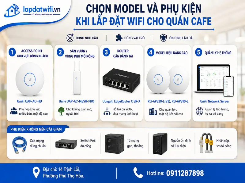 Chọn model và phụ kiện khi lắp đặt wifi cho quán cafe