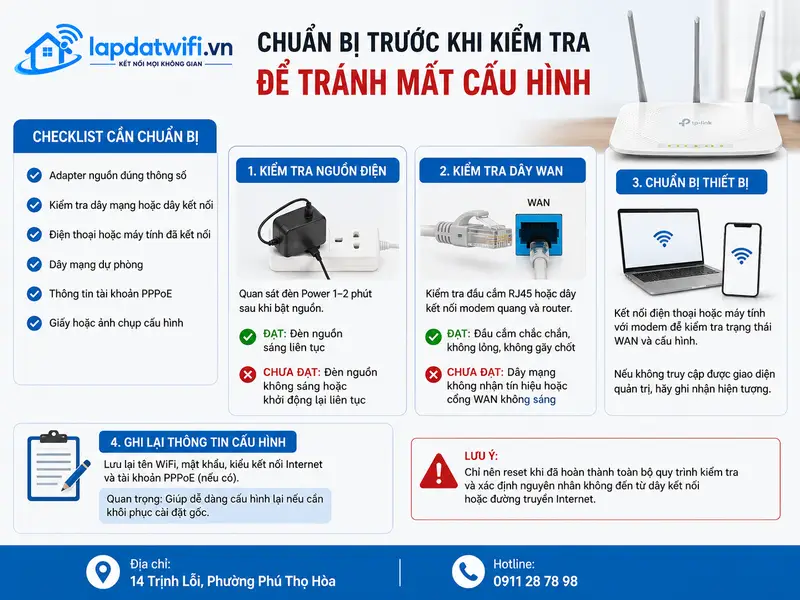Chuẩn bị trước khi bắt đầu kiểm tra để tránh mất cấu hình