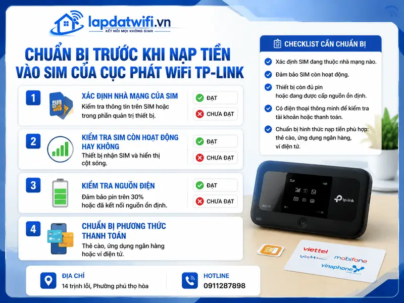 Chuẩn bị trước khi nạp tiền vào SIM của cục phát WiFi TP-Link