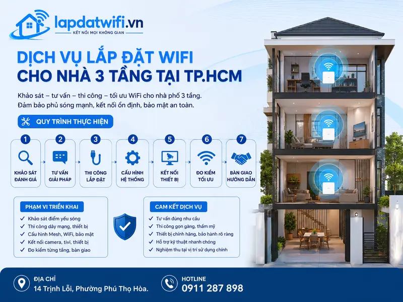 Dịch vụ lắp đặt wifi cho nhà 3 tầng tại TP.HCM