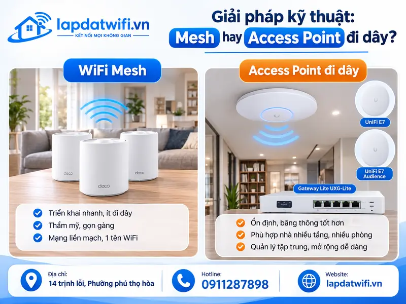 Giải pháp kỹ thuật: Mesh hay Access Point đi dây?