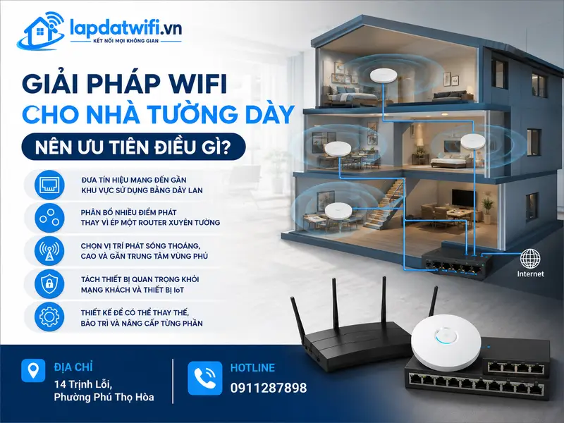 Giải pháp wifi cho nhà tường dày nên ưu tiên điều gì?