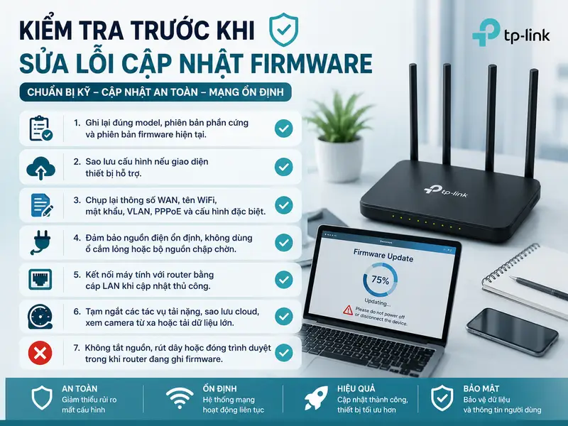 Kiểm tra trước khi sửa lỗi cập nhật firmware