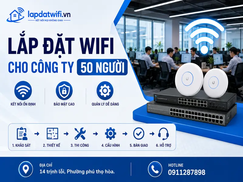 Lắp đặt wifi cho công ty 50 người: Giải pháp ổn định, dễ bảo trì và nâng cấp
