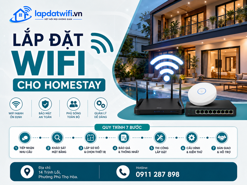 Lắp đặt wifi cho homestay với 7 bước hiệu quả năm 2026