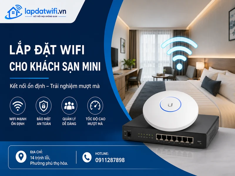 Lắp đặt wifi cho khách sạn mini 2026: giải pháp phủ sóng ổn định và dễ quản.