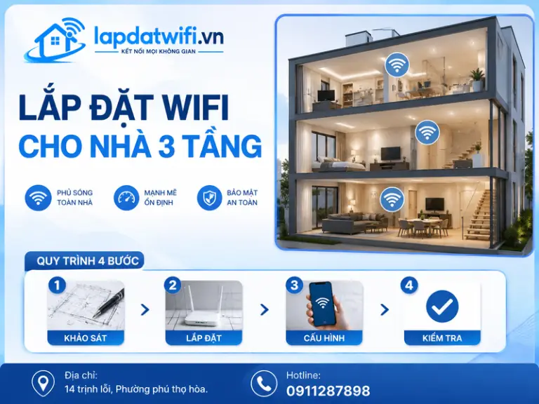 Lắp đặt wifi cho nhà 3 tầng: Checklist 7 bước thi công ổn định