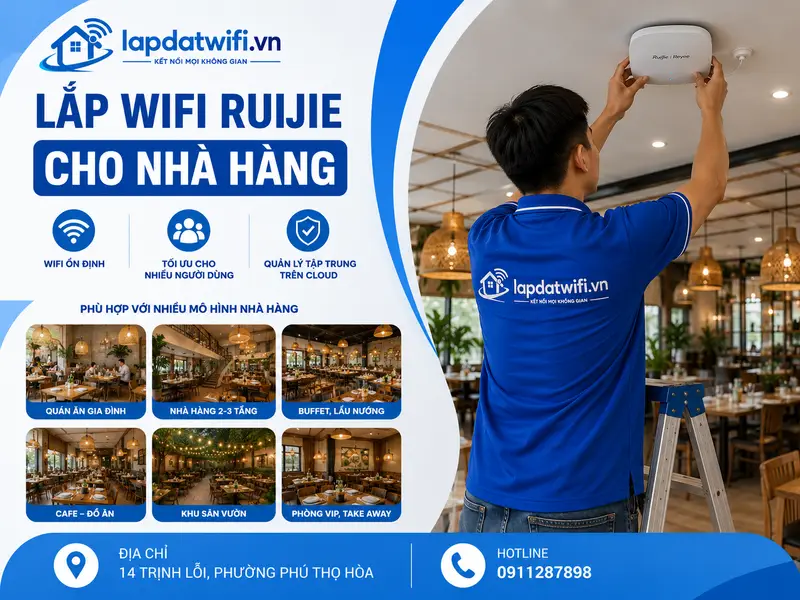 Lắp wifi Ruijie cho nhà hàng phù hợp với mô hình nào?
