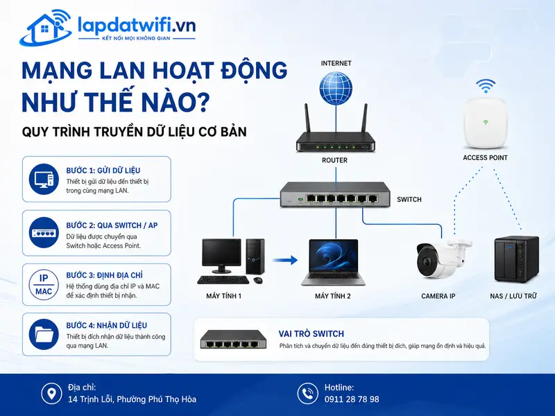 Mạng LAN hoạt động như thế nào? Quy trình truyền dữ liệu cơ bản