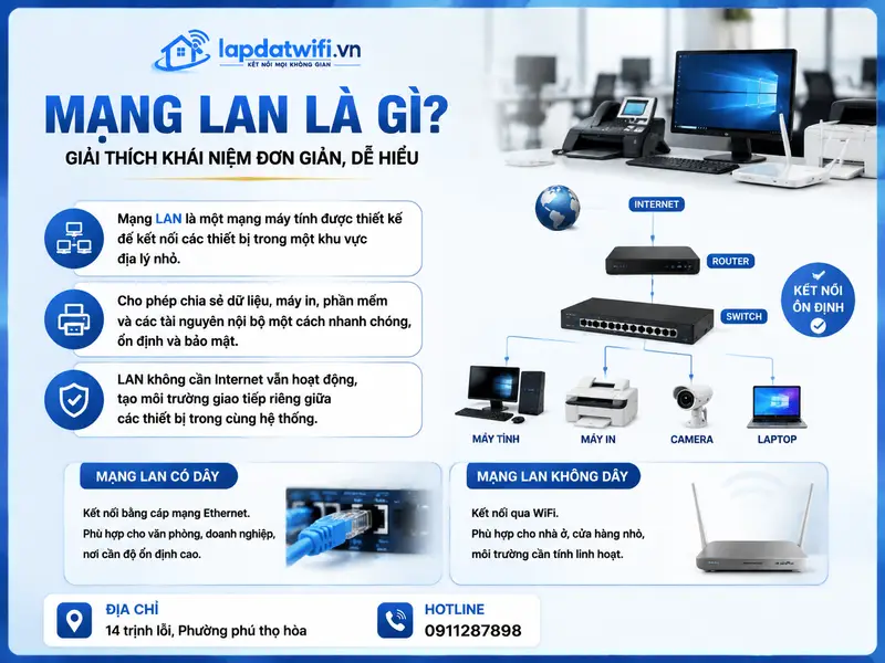 Mạng LAN là gì? Giải thích khái niệm đơn giản, dễ hiểu