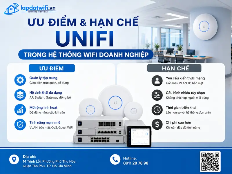 Phân tích ưu điểm và hạn chế của UniFi trong hệ thống WiFi doanh nghiệp