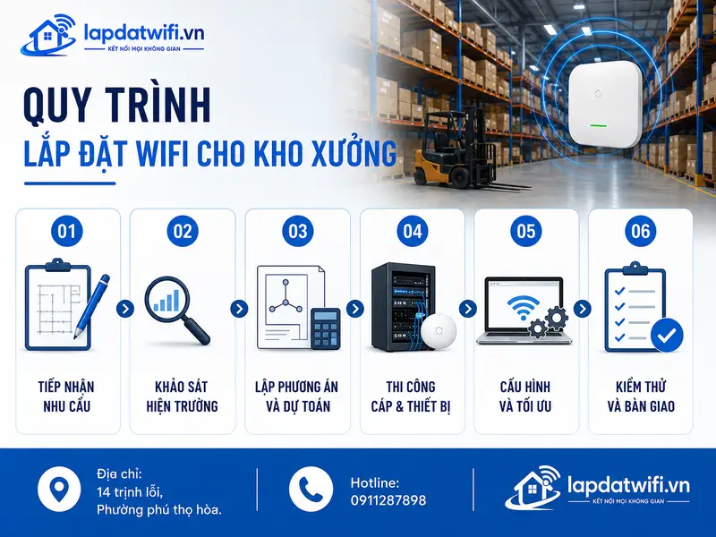 Quy trình lắp đặt wifi cho kho xưởng
