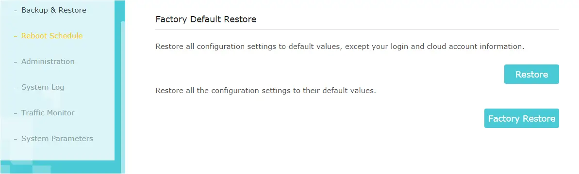 Reset TP-Link từ giao diện quản trị khi vẫn đăng nhập được