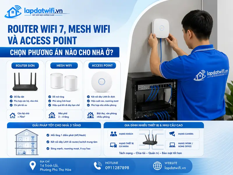 Router WiFi 7, Mesh WiFi và Access Point: chọn phương án nào cho nhà ở?