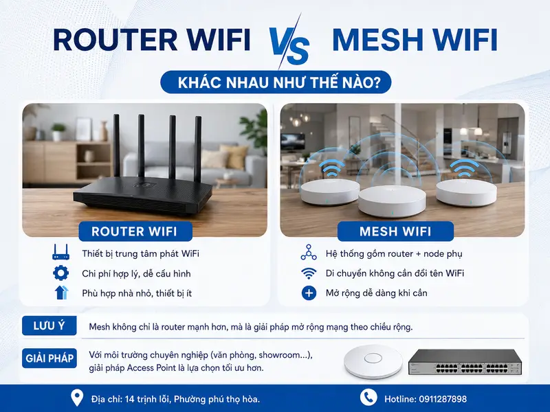 Router wifi và mesh wifi khác nhau như thế nào?