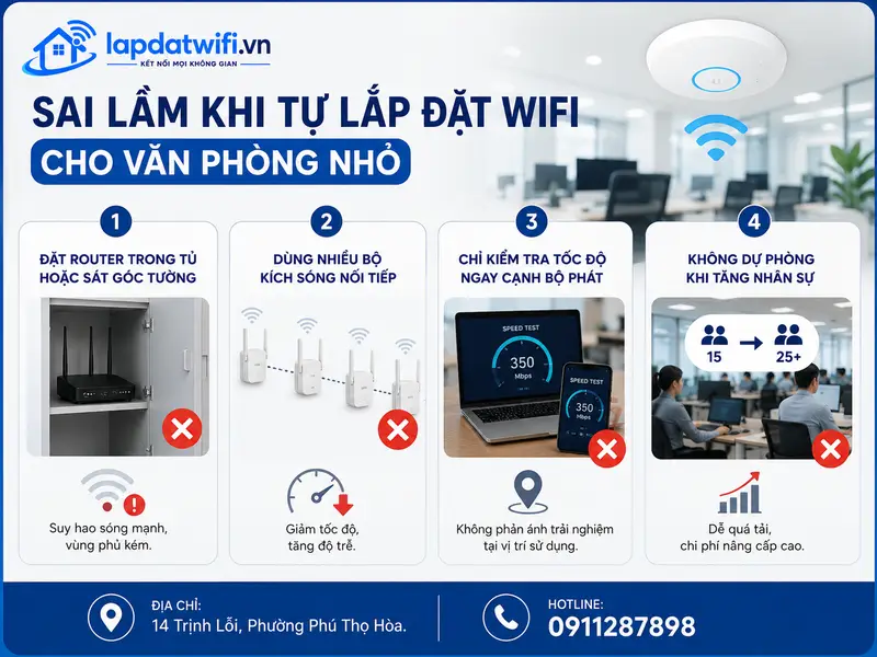 Sai lầm khi tự lắp đặt wifi cho văn phòng nhỏ