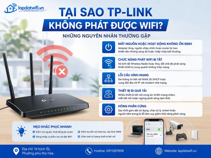 Tại sao TP-Link không phát được wifi? Những nguyên nhân thường gặp