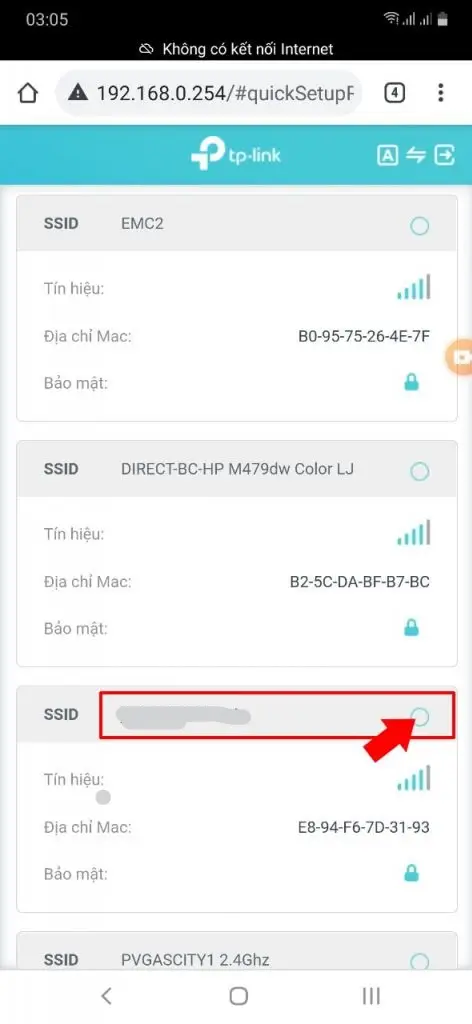 Tích chọn vào tên Wifi nhà bạn