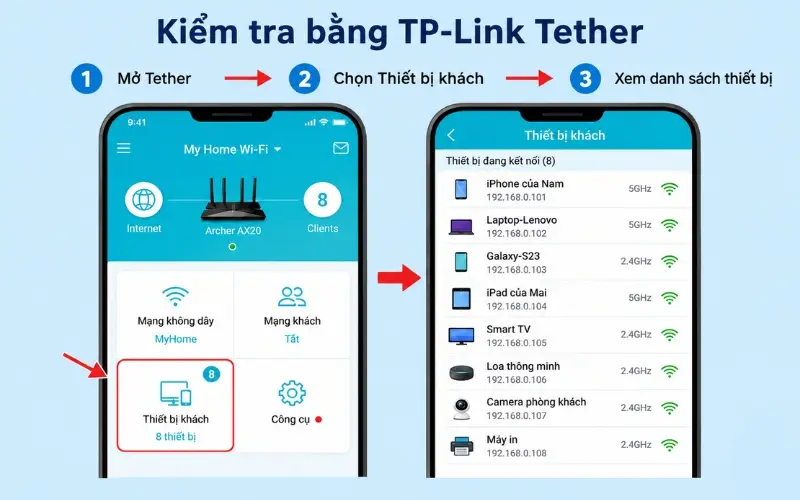 Truy cập danh sách thiết bị (Clients)