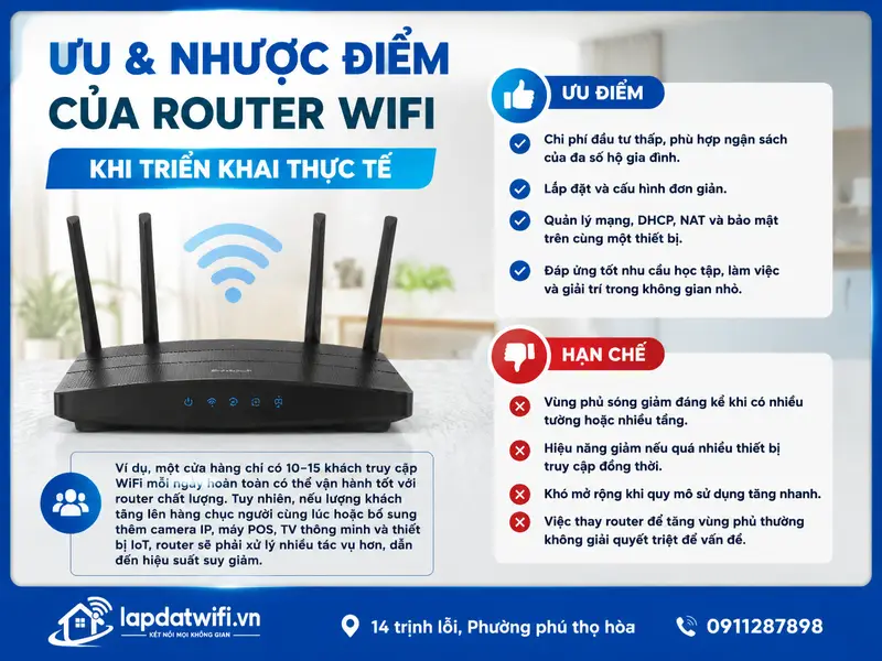 Ưu và nhược điểm của router WiFi khi triển khai thực tế