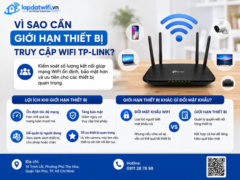Vì sao cần giới hạn thiết bị truy cập wifi TP-Link?