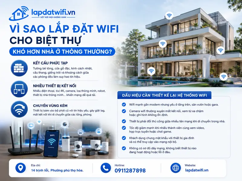 Vì sao lắp đặt wifi cho biệt thự khó hơn nhà ở thông thường?