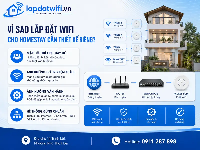 Vì sao lắp đặt wifi cho homestay cần thiết kế riêng?