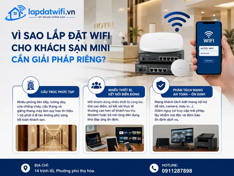 Vì sao lắp đặt wifi cho khách sạn mini cần giải pháp riêng?