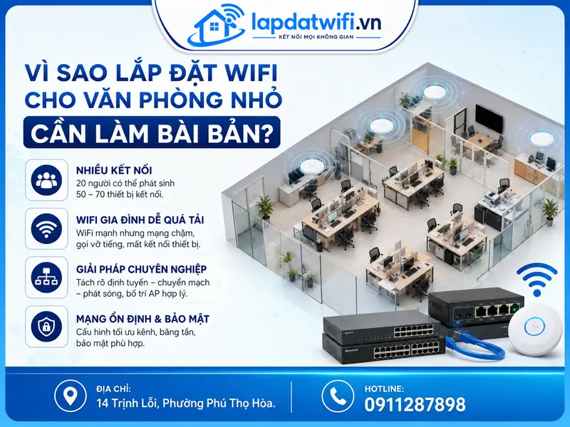 Vì sao lắp đặt wifi cho văn phòng nhỏ cần làm bài bản?