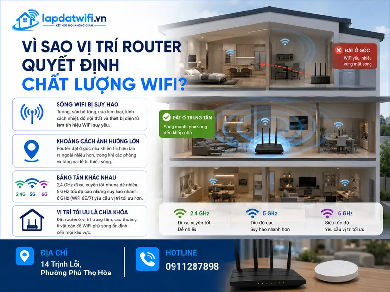 Vì sao vị trí router quyết định chất lượng WiFi?