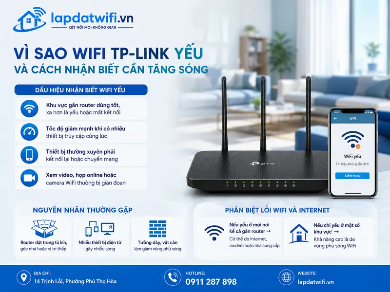 Vì sao wifi TP-Link yếu và cách nhận biết cần tăng sóng