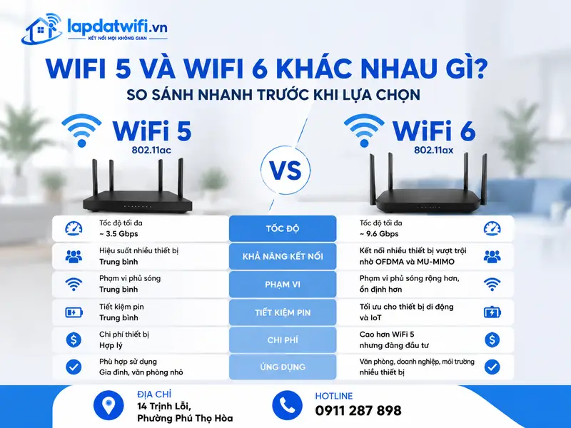 WiFi 5 và WiFi 6 khác nhau gì? So sánh nhanh trước khi lựa chọn